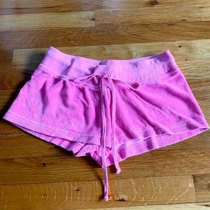 Hard Tail Forever Girls Size Medium Low Rise Terry Cloth Short in Neon Pink